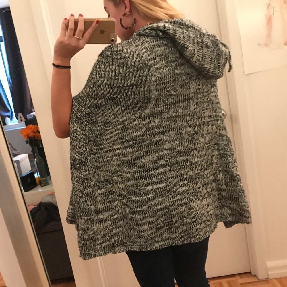 Black and gray poncho